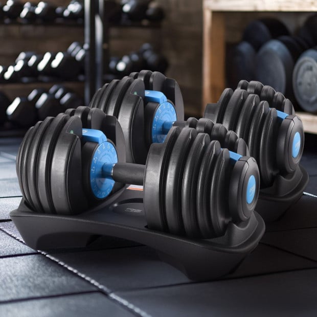 Powertrain 2x 24kg Blue Home Gym Adjustable Dumbbells Weights Image 12