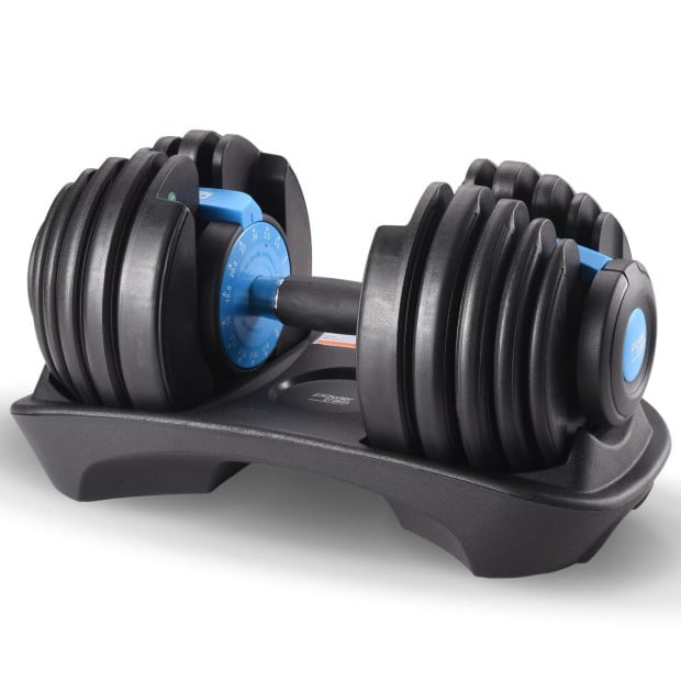 Powertrain 24kg Blue Adjustable Dumbbell Home Gym Weights Image 2