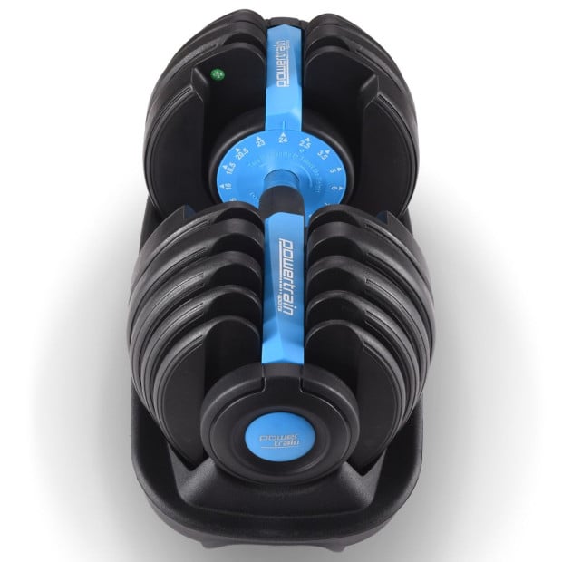 Powertrain 24kg Blue Adjustable Dumbbell Home Gym Weights Image 10