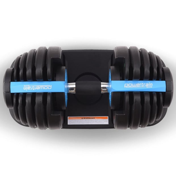 Powertrain 24kg Blue Adjustable Dumbbell Home Gym Weights Image 11