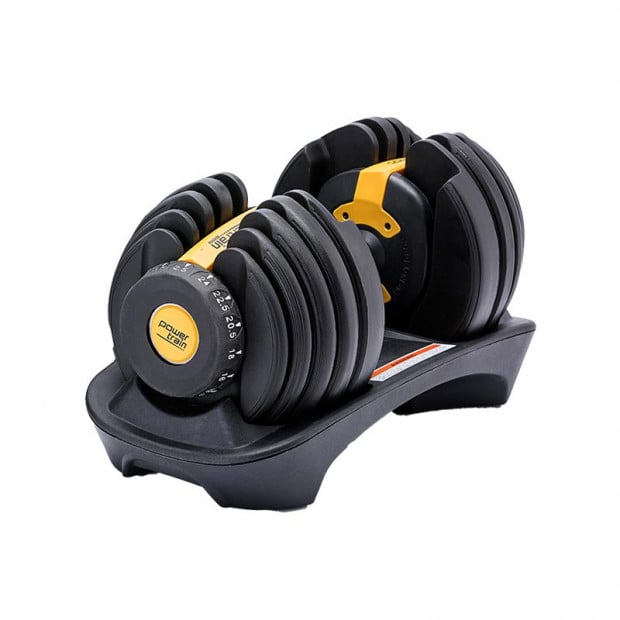2x 24kg Powertrain Home Gym Adjustable Dumbbells with Stand Image 15