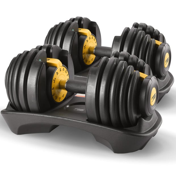 Powertrain 48kg Gen 3 Home Gym Adjustable Dumbbells Weights Gold  Image 12
