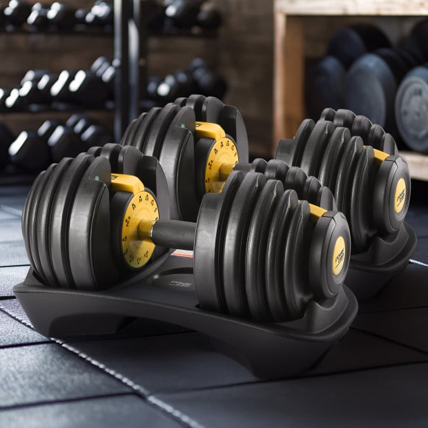 Powertrain 48kg Gen 3 Home Gym Adjustable Dumbbells Weights Gold  Image 6