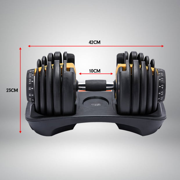 2x 24kg Powertrain Home Gym Adjustable Dumbbells  Image 12