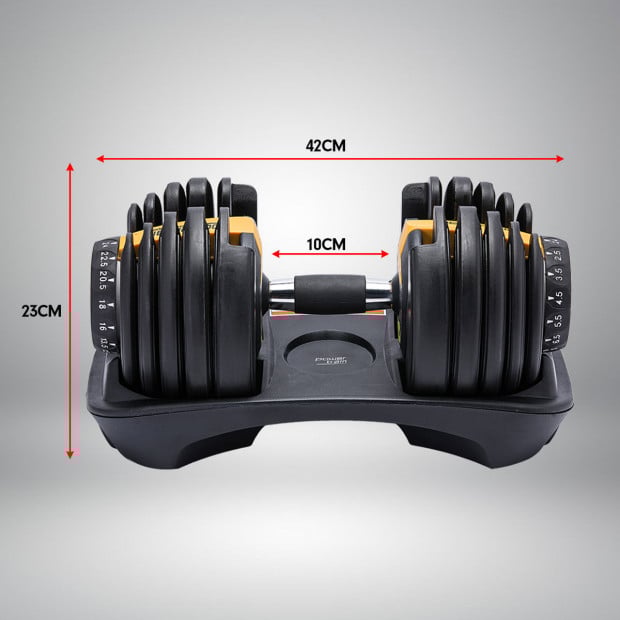2x 24kg Powertrain Home Gym Adjustable Dumbbells Image 10