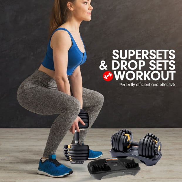 2x 24kg Powertrain Home Gym Adjustable Dumbbells Image 9