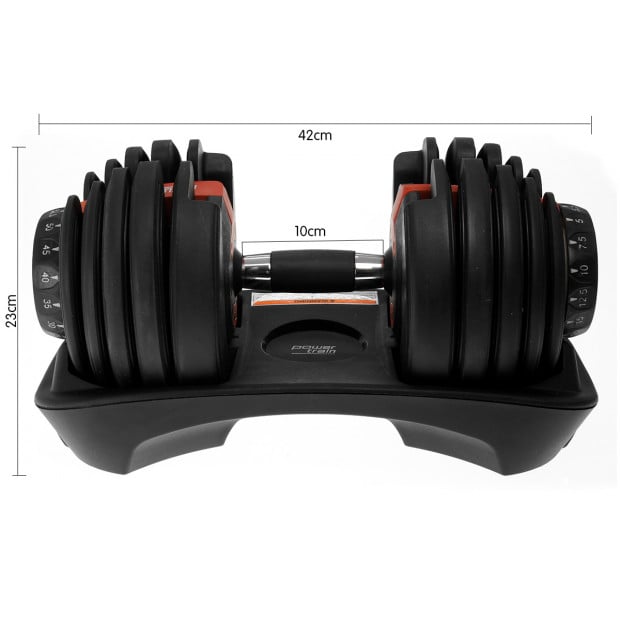 Powertrain 2x 24kg Adjustable Dumbbells Home Gym Weights with Stand Image 12