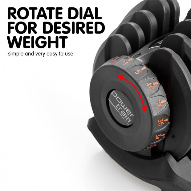 Powertrain 40kg Adjustable Dumbbell Home Gym Weights Image 3