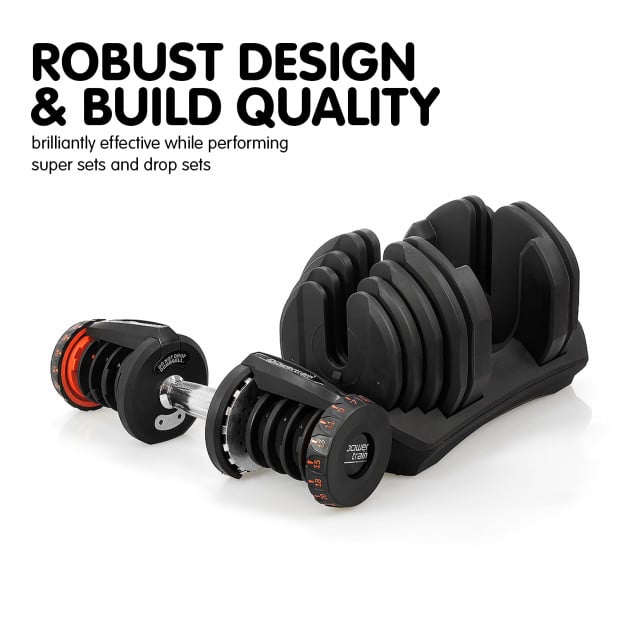 Powertrain 40kg Adjustable Dumbbell Home Gym Weights Image 11