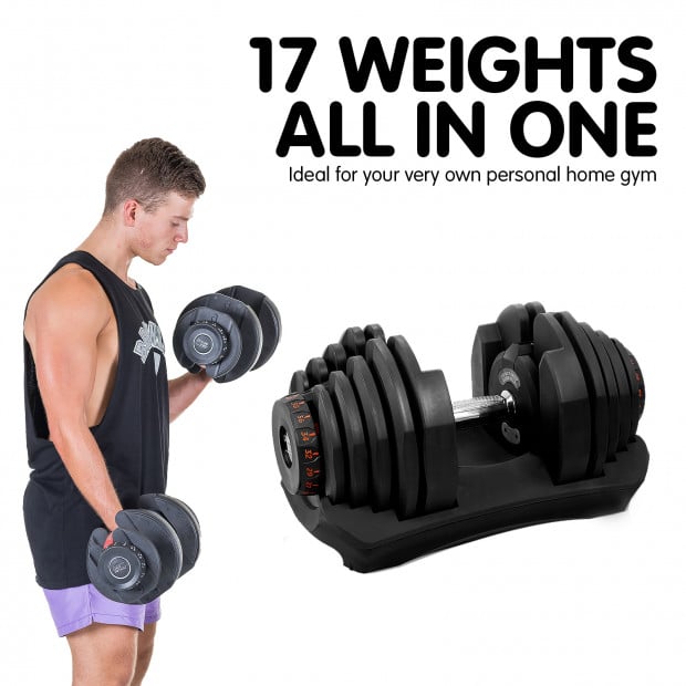 2x 40kg Powertrain Home Gym Adjustable Dumbbells Image 6