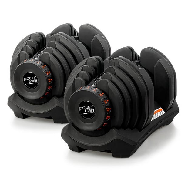 2x 40kg Powertrain Home Gym Adjustable Dumbbells Image 2