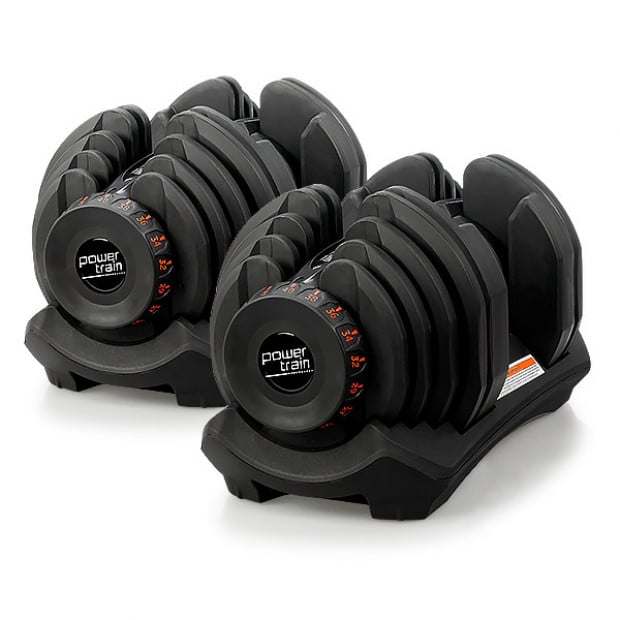 Powertrain 2x 40kg Adjustable Dumbbell Home Gym Weights Image 2