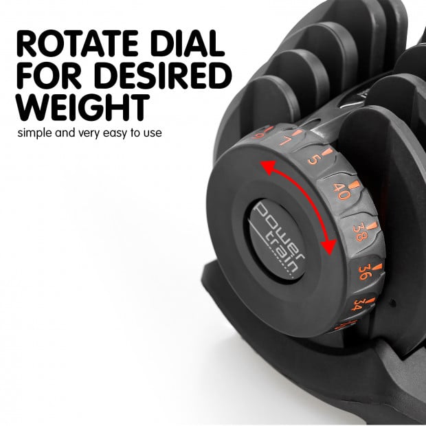 Powertrain 2x 40kg Adjustable Dumbbell Home Gym Weights with Stand Image 5