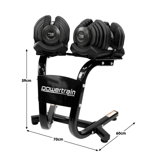 Powertrain 80kg Gen3 Adjustable Dumbbell Home Gym Weights with Stand Image 9