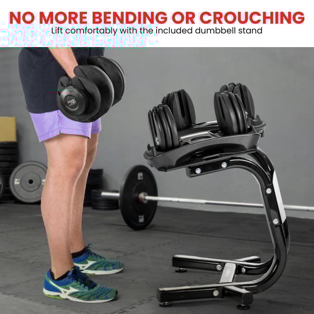 Powertrain 80kg Gen3 Adjustable Dumbbell Home Gym Weights with Stand Image 2