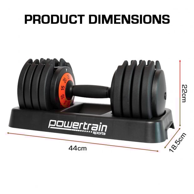 Powertrain GEN2 Pro 25kg Adjustable Dumbbell Weights Image 8
