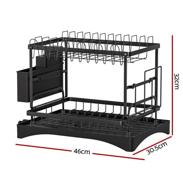 Kitchen 2 Tiers Dish Rack Expandable Drying Drainer Cutlery Holder Image 2