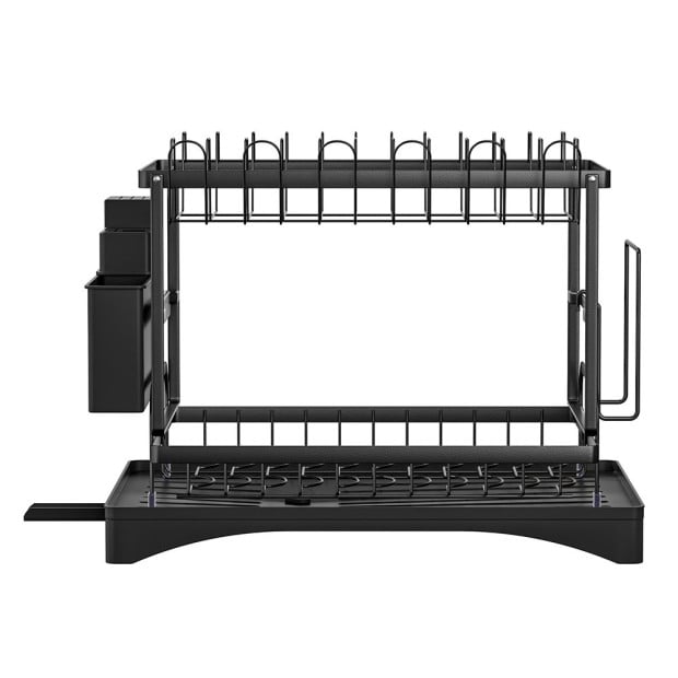 Kitchen 2 Tiers Dish Rack Expandable Drying Drainer Cutlery Holder Image 3