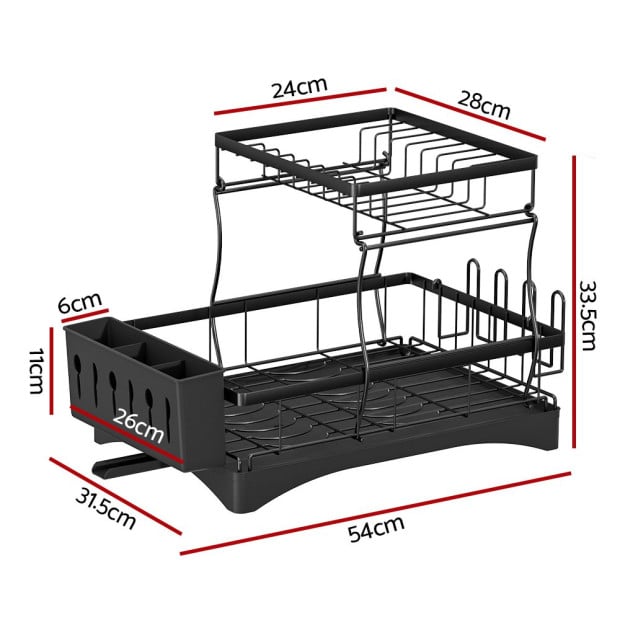 Dish Rack Expandable Drying Drainer Holder Tray Kitchen 2 Tiers Image 2