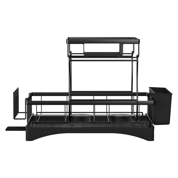 Dish Rack Expandable Drying Drainer Holder Tray Kitchen 2 Tiers Image 3