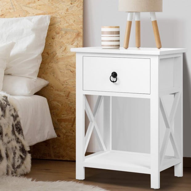 Bedside Tables Drawers Table Nightstand Lamp Chest Unit Cabinet x2 Image 7