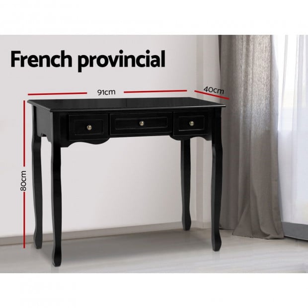 Hallway Console Table Hall Side Dressing Entry Display 3 Drawers Black Image 2