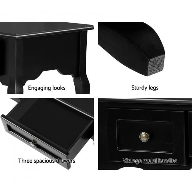 Hallway Console Table Hall Side Dressing Entry Display 3 Drawers Black Image 5