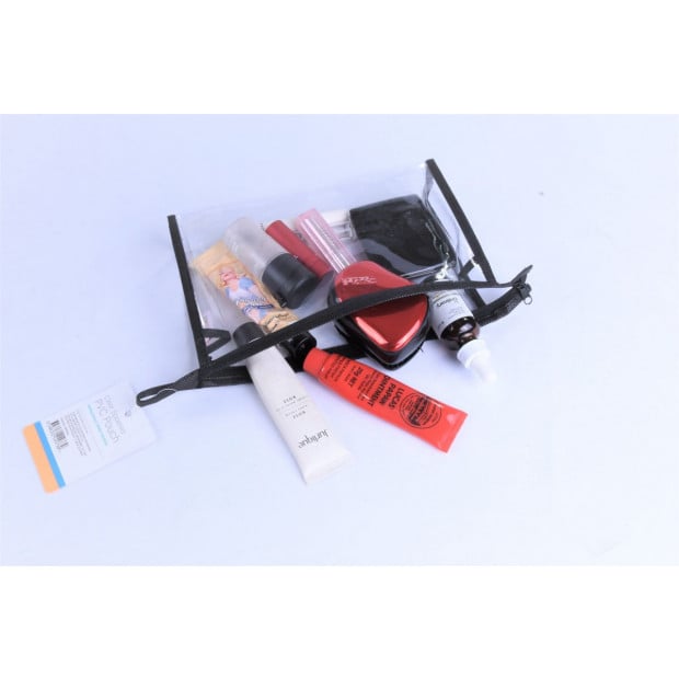 Transparent Clear Plastic Makeup Cosmetic Toiletry Pvc Zipped Bag Image 3
