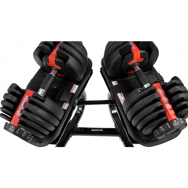 Powertrain 2x 24kg Adjustable Dumbbells Home Gym Weights with Stand Image 5
