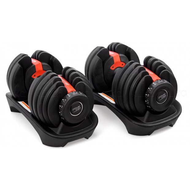 Powertrain 2x 24kg Adjustable Dumbbells Home Gym Weights with Stand Image 4