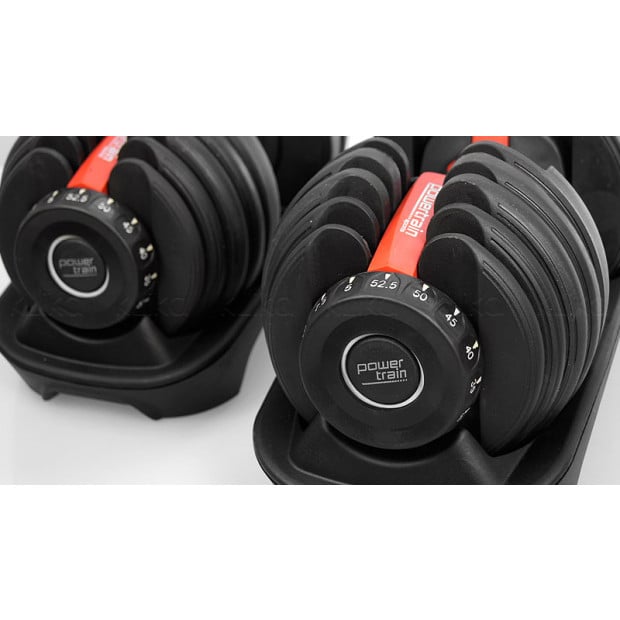 Powertrain 2x 24kg Adjustable Dumbbells Home Gym Weights with Stand Image 10