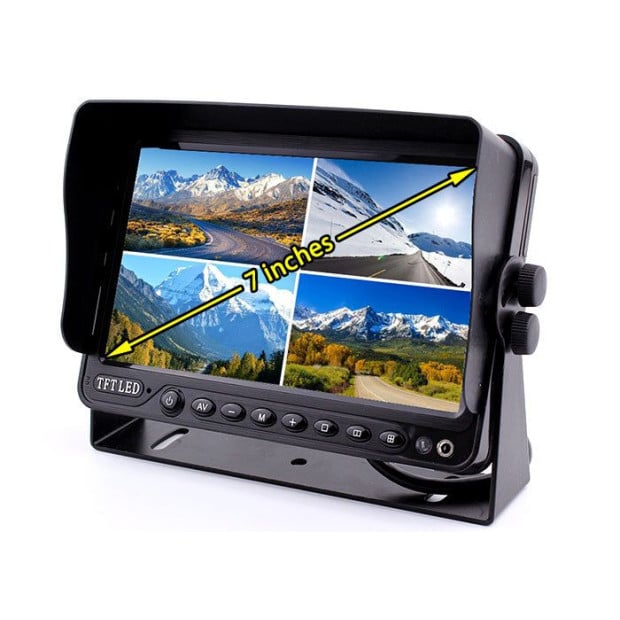 Quadscreen 7in DVR 4 Camera 360d View 12V 24V 800TVL Image 2