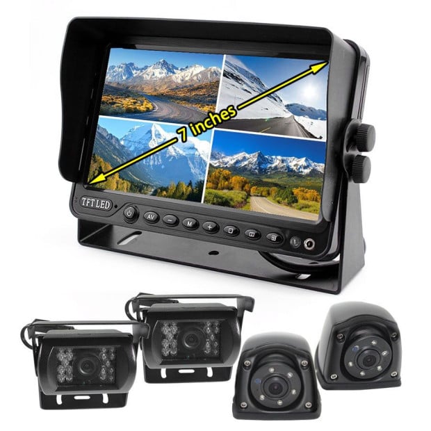 Quadscreen 7in DVR 4 Camera 360d View 12V 24V 800TVL Image 7