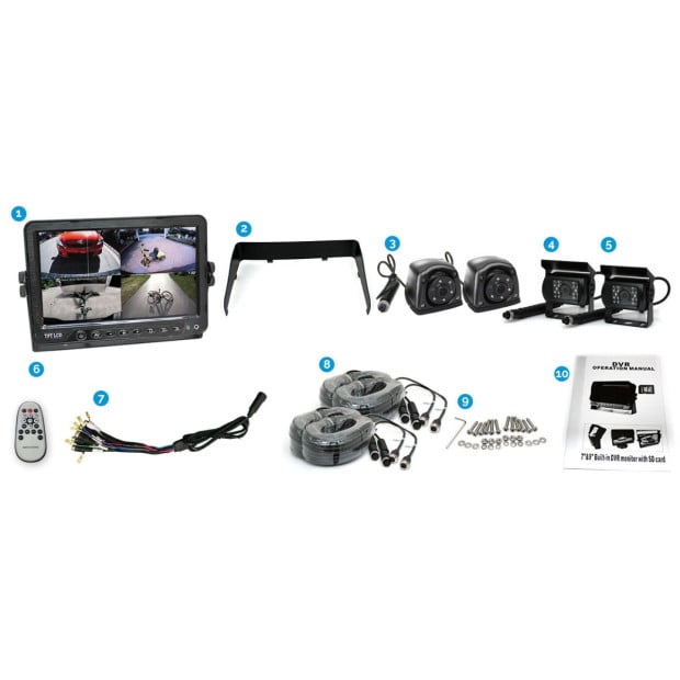 Quadscreen 7in DVR 4 Camera 360d View 12V 24V 800TVL Image 8