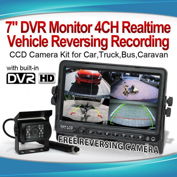 Elinz 7in Dvr Monitor 4ch Realtime Vehicle Reversing Recording Ccd