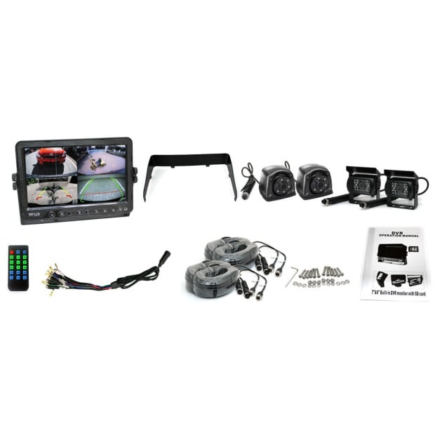 Quadscreen 9 inch DVR 4 Camera Package Kit 360d View 12V 24V 800TVL Image 8