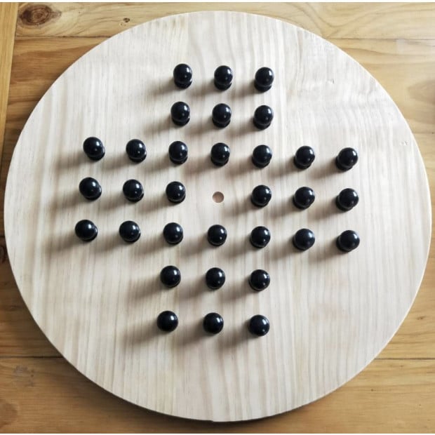 Round Wooden Giant Chinese Checkers & Solitaire Game 60cm Diameter Image 3