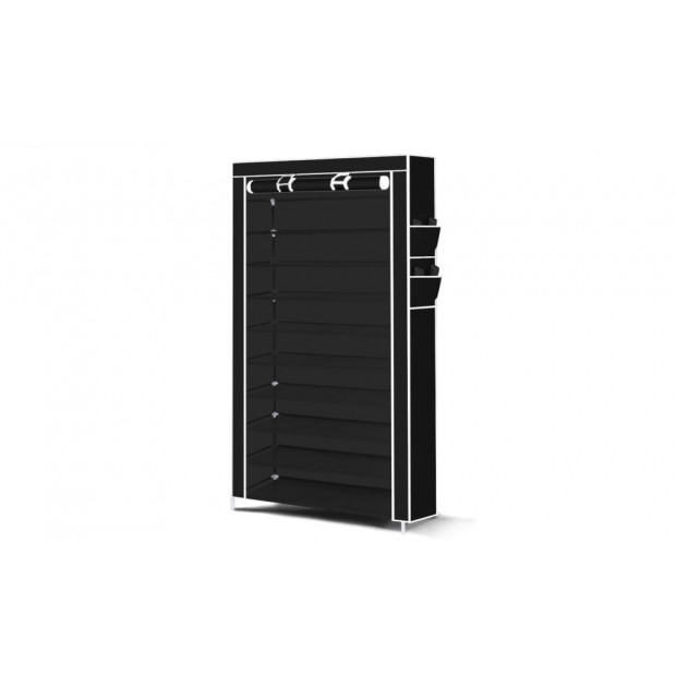10 Tier Shoe Rack Portable Storage Cabinet Organiser Black Image 2