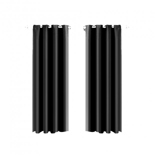 1 Pair Blockout Curtains Panels Black 240x230cm