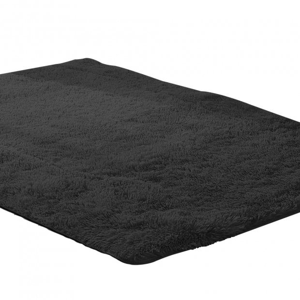New Designer Shaggy Floor Confetti Rug Black 120x160cm Image 2