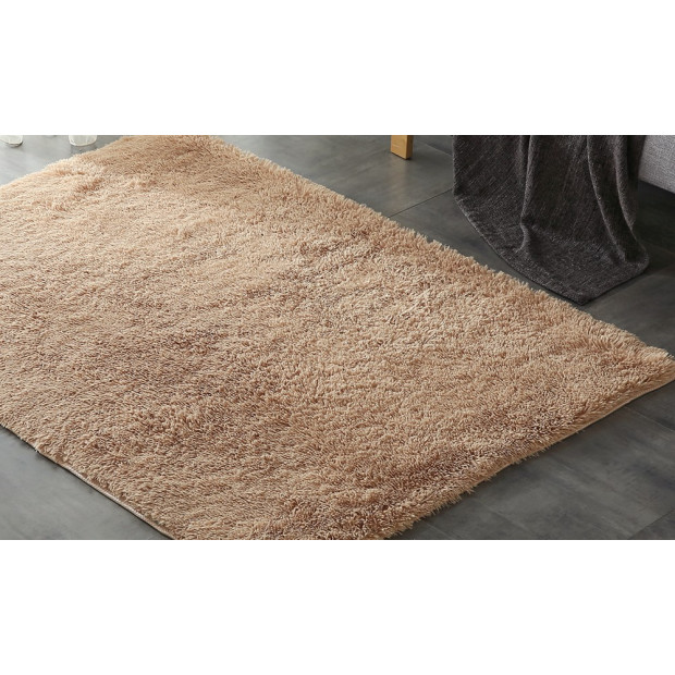Designer Shaggy Floor Confetti Rug Tan 200x230cm