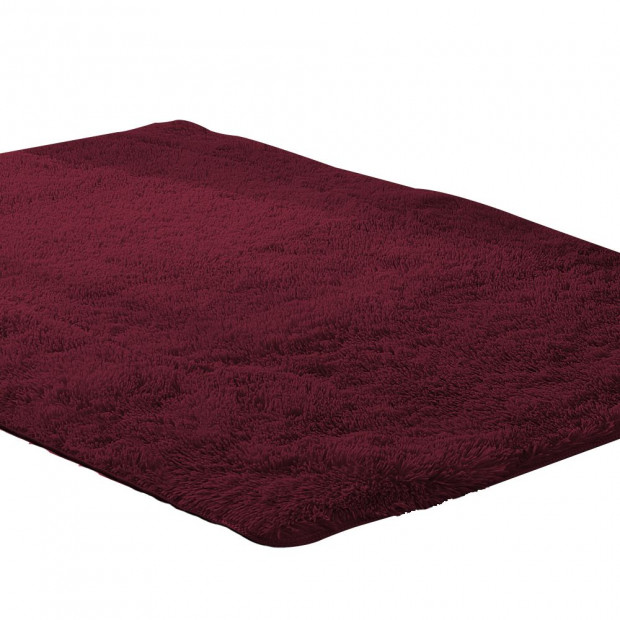 Designer Soft Shag Shaggy Floor Confetti Rug Carpet 80x120cm Burgundy Image 2