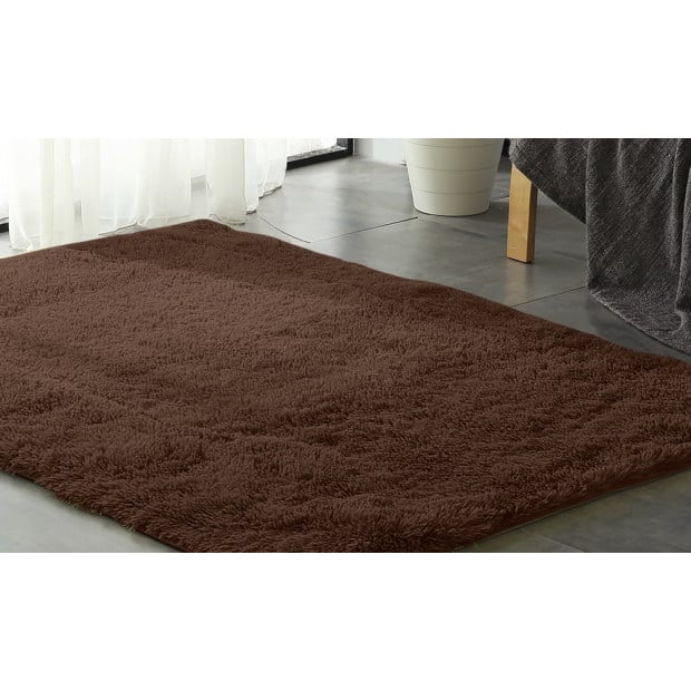New Designer Shaggy Floor Confetti Rug Coffee 80x120cm