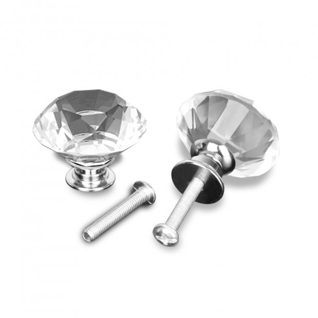 16pack Diamond Clear Crystal Glass Door Pull Drawer Knob Handle 30mm
