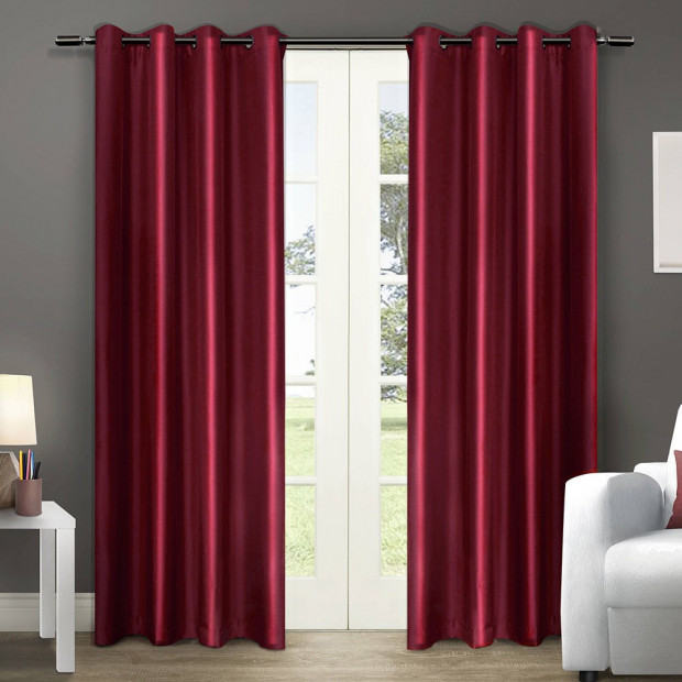 1 Pair Blockout Curtains Panels Burgundy 140x160cm
