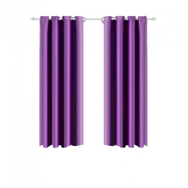 1 Pair Blockout Curtains Panels Blackout 3 Layers Purple 180x230cm