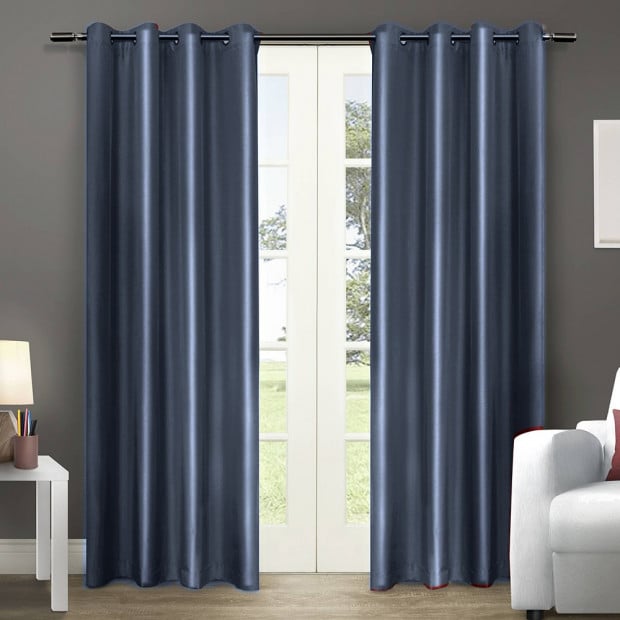 1 Pair Blockout Curtains Panels Bluish Grey 180x213cm