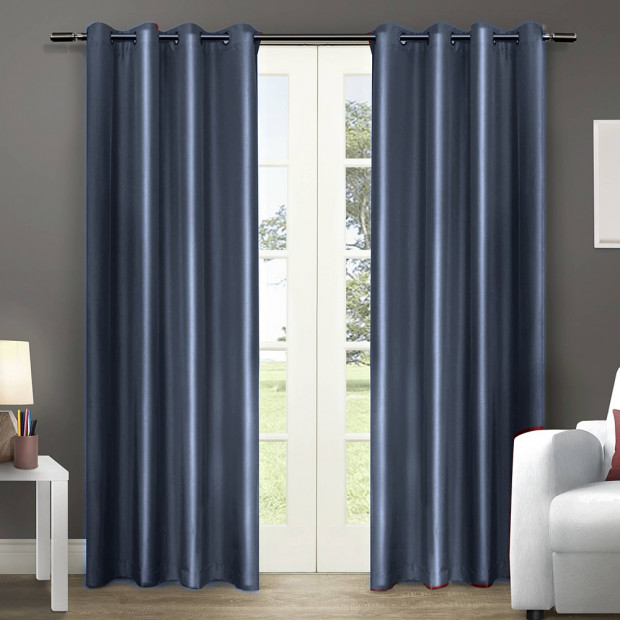 1 Pair Blockout Curtains Panels Bluish Grey 180x230cm