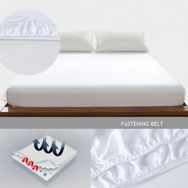 Luxury Terry Cotton Mattress Protector White Single Image 4