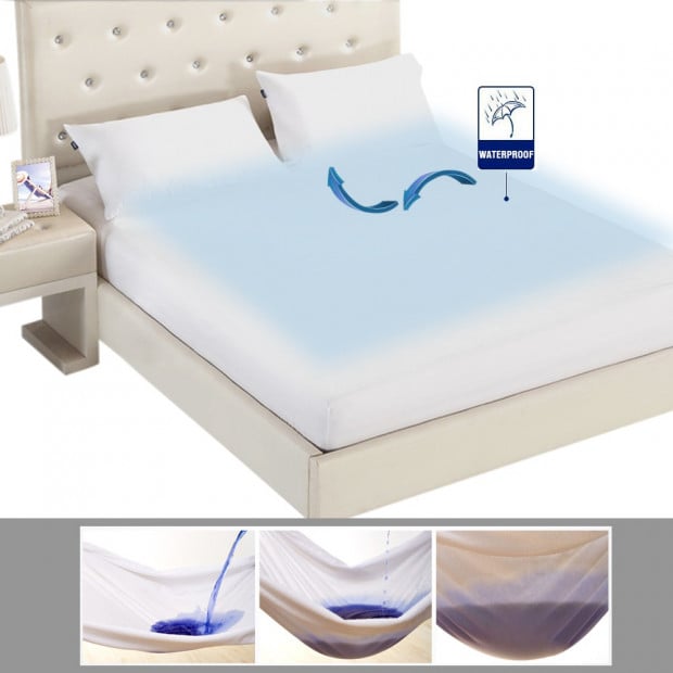 Luxury Terry Cotton Mattress Protector White Single Image 5